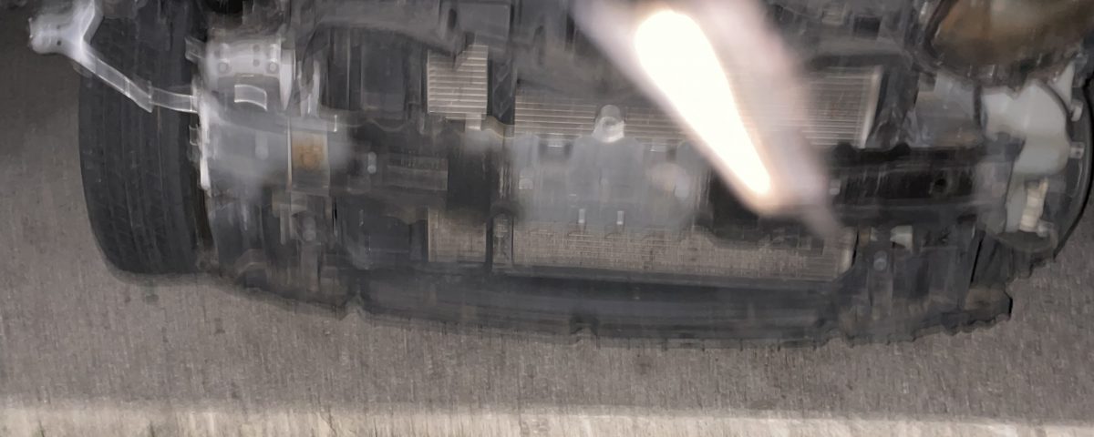 Front end damage after an accident