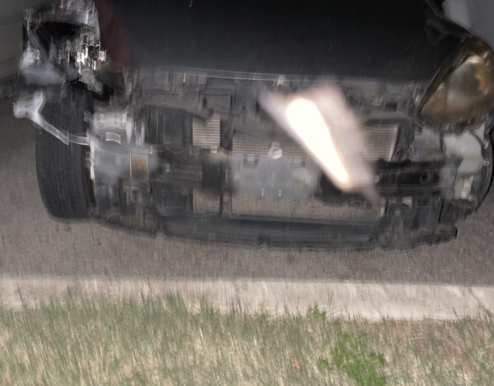 Front end damage after an accident