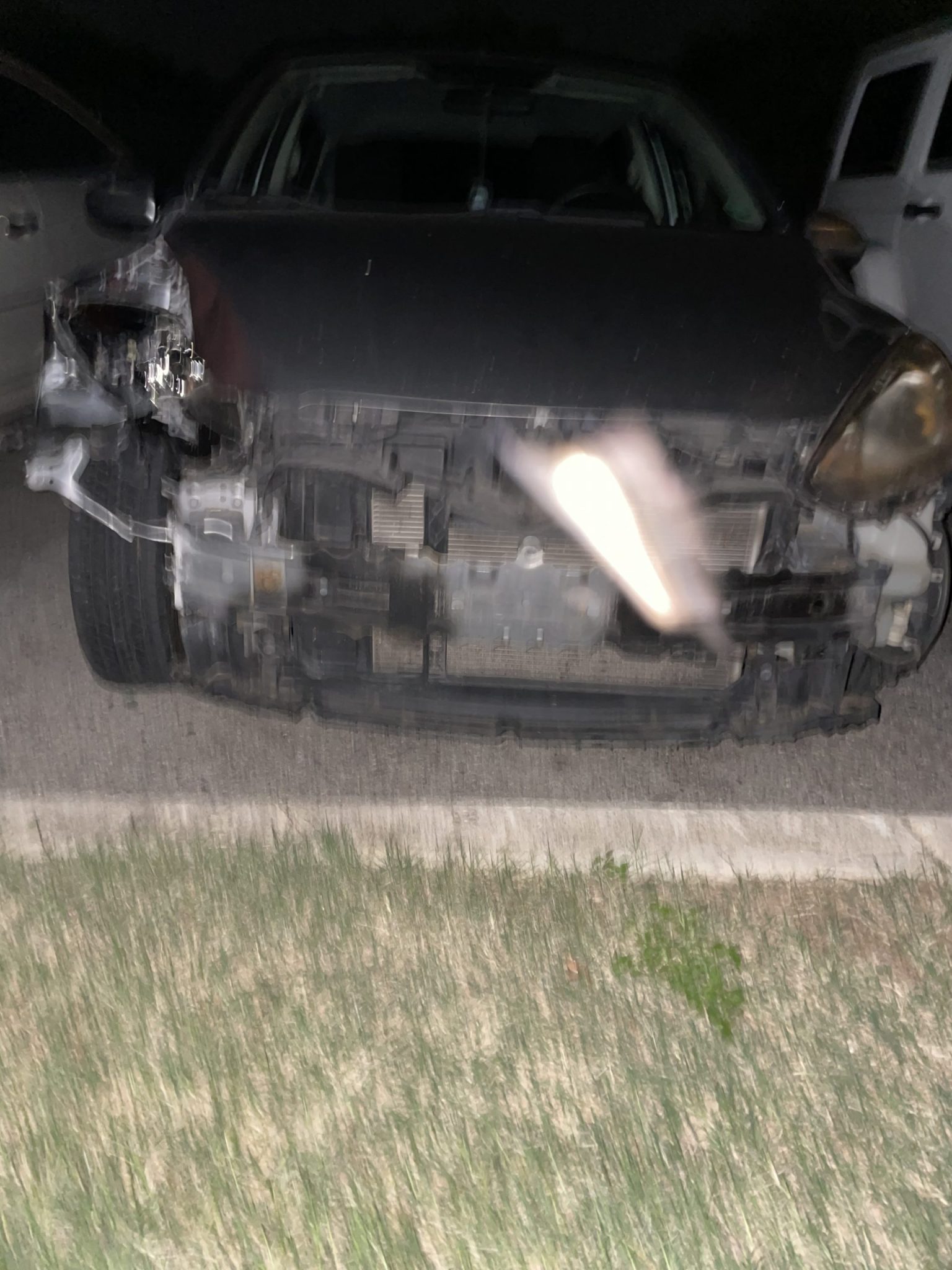 Front end damage after an accident