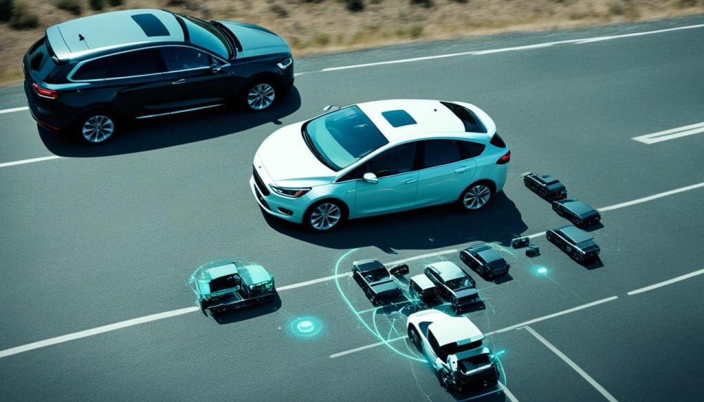 Sensors and cameras in a car Sensors and cameras in a car