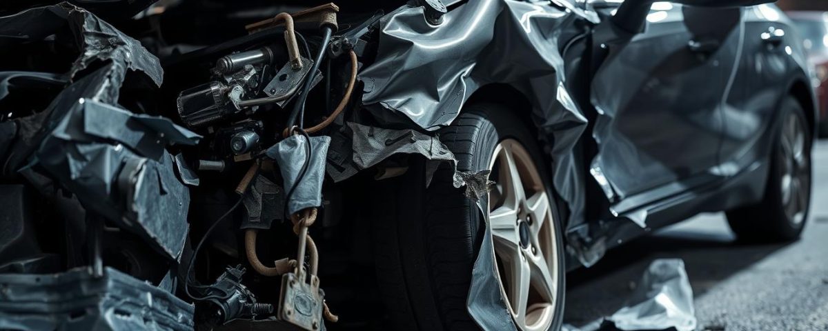 Car parts after collision