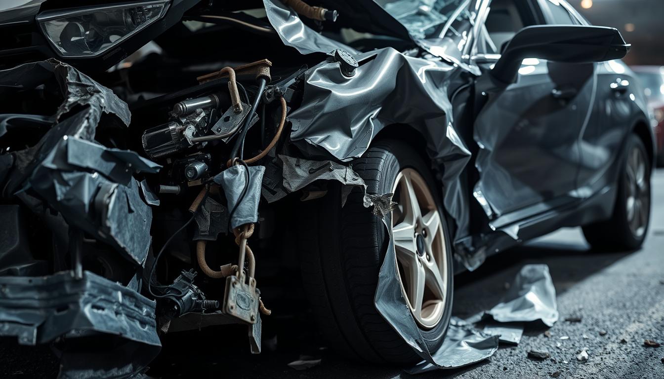 Car parts after collision