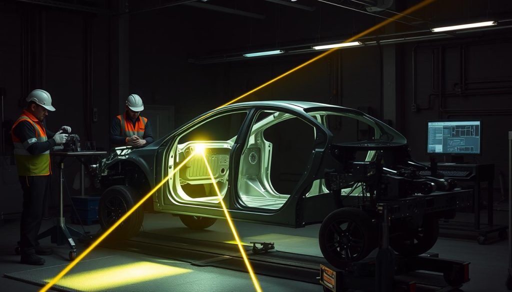 laser alignment in frame straightening