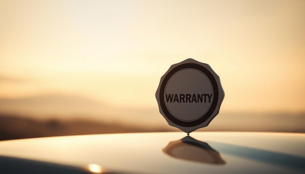 A meticulously crafted collision repair warranty, delicately balanced in the foreground, casting a warm, reassuring glow. In the middle ground, a serene landscape of tranquility, representing the peace of mind it provides. The background subtly fades into a soft, muted palette, emphasizing the warranty's central focus. Soft, diffused lighting illuminates the scene, creating a sense of comfort and security. The overall composition conveys the warranty's role in safeguarding the driver's well-being, a testament to the care and attention invested in their vehicle's restoration.