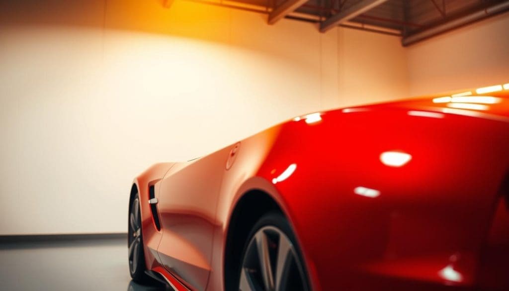 A vibrant, glossy automobile in the foreground, its metallic paint shimmering under warm, directional lighting. In the middle ground, a pristine white wall serves as a backdrop, highlighting the car's bold, saturated color. The scene is bathed in a soft, golden glow, creating a sense of depth and atmosphere. The angle captures the vehicle's sleek, well-proportioned design, emphasizing the precision and care taken in its finishing. The overall impression conveys the quality and attention to detail that would be expected from a renowned auto paint and collision center, such as Miracle Body and Paint in San Antonio. A vibrant, glossy automobile in the foreground, its metallic paint shimmering under warm, directional lighting. In the middle ground, a pristine white wall serves as a backdrop, highlighting the car's bold, saturated color. The scene is bathed in a soft, golden glow, creating a sense of depth and atmosphere. The angle captures the vehicle's sleek, well-proportioned design, emphasizing the precision and care taken in its finishing. The overall impression conveys the quality and attention to detail that would be expected from a renowned auto paint and collision center, such as Miracle Body and Paint in San Antonio.