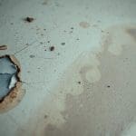 Car paint damage with faded areas and rust spots, illustrating the effects of neglect and environmental factors, relevant to car restoration and repair services.
