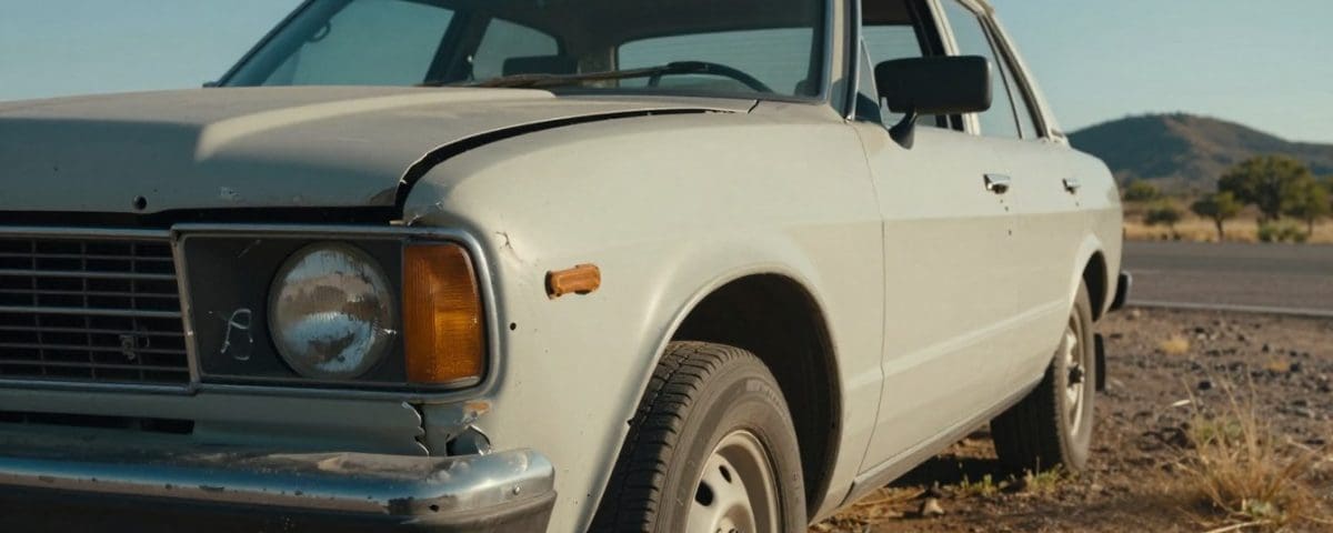 Damaged vintage car with body dents and rust, highlighting the need for auto body repair services by Miracle Body and Paint in San Antonio, Texas.